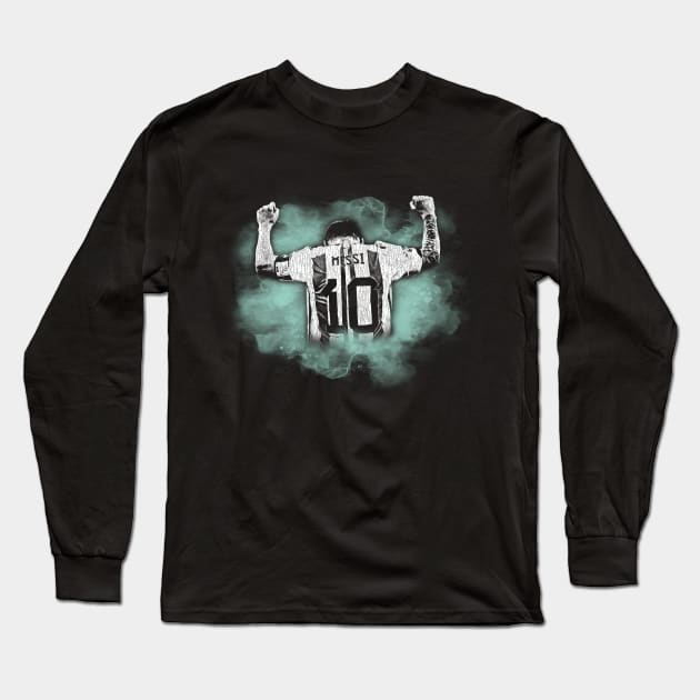 messi watercolor mint green Long Sleeve T-Shirt by Punk Fashion